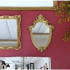 ENLENK Miroir Mural Décoratif Antique En Forme De Bouclier Doré 30 × 23 Cm (petit) 9 ENLENK Miroir Mural Décoratif Antique En Forme De Bouclier Doré 30 × 23 Cm (petit) -Miroir Soldes Boutique 67580883 3