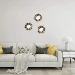 ENLENK Lot De 3 Miroirs Dorés Pour Décoration Murale - Excellentes Décorations Murales Pour Chambre à Coucher, Salon Et Salle à Manger -Miroir Soldes Boutique 67585171 4