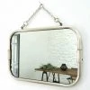 MAISON TILLEUL Miroir De Barbier Rectangulaire En Nickel Argenté Avec Chaîne 28 X 18,5 Cm - Chaumont - Plateado