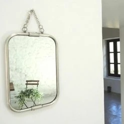 MAISON TILLEUL Miroir De Barbier Rectangulaire En Nickel Argenté Avec Chaîne 28 X 18,5 Cm - Chaumont - Plateado -Miroir Soldes Boutique 67620186 3