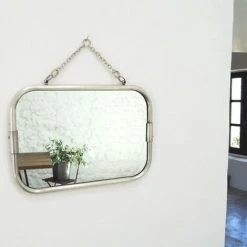 MAISON TILLEUL Miroir De Barbier Rectangulaire En Nickel Argenté Avec Chaîne 28 X 18,5 Cm - Chaumont - Plateado -Miroir Soldes Boutique 67620186 4