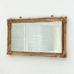 CASATERA Miroir Rectangulaire En Rotin Naturel 67 X 36 Cm - Moka - Madera Clara