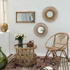 CASATERA Miroir Rectangulaire En Rotin Naturel 67 X 36 Cm - Moka - Madera Clara -Miroir Soldes Boutique 67620202 3