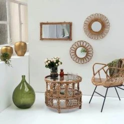 CASATERA Miroir Rectangulaire En Rotin Naturel 67 X 36 Cm - Moka - Madera Clara -Miroir Soldes Boutique 67620202 4