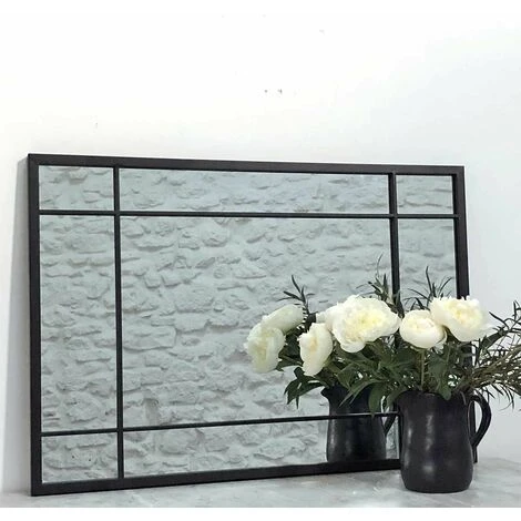 PASSAGE VERNET Miroir Art Déco En Métal Noir 97 X 67 Cm - Wallis - Intérieur/extérieur - Negro 4 PASSAGE VERNET Miroir Art Déco En Métal Noir 97 X 67 Cm - Wallis - Intérieur/extérieur - Negro – Image 2