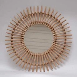 CASATERA Miroir Rond Soleil Vintage En Rotin Naturel 56 Cm - Moka - Madera Clara -Miroir Soldes Boutique 67620283 3