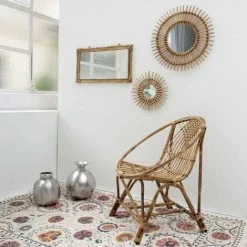 CASATERA Miroir Rond Soleil Vintage En Rotin Naturel 56 Cm - Moka - Madera Clara -Miroir Soldes Boutique 67620283 4