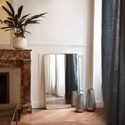 MAISON TILLEUL Miroir Rectangulaire Métal Maillechort Argenté 85 X 55 Cm - Chaumont - Plateado