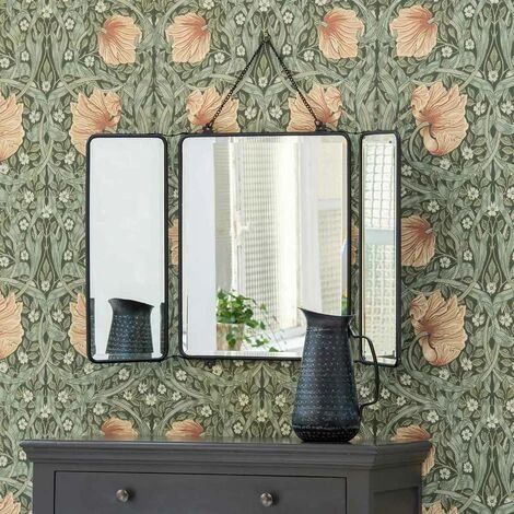 MAISON TILLEUL Miroir De Barbier 3 Faces En Métal Noir Avec Chaîne 87 X 55,5 Cm - Chaumont - Negro 4 MAISON TILLEUL Miroir De Barbier 3 Faces En Métal Noir Avec Chaîne 87 X 55,5 Cm - Chaumont - Negro – Image 2