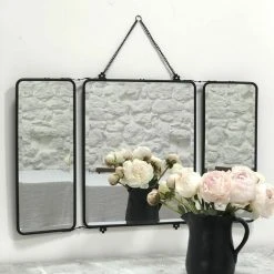 MAISON TILLEUL Miroir De Barbier 3 Faces En Métal Noir Avec Chaîne 87 X 55,5 Cm - Chaumont - Negro 9 MAISON TILLEUL Miroir De Barbier 3 Faces En Métal Noir Avec Chaîne 87 X 55,5 Cm - Chaumont - Negro -Miroir Soldes Boutique 67620404 3