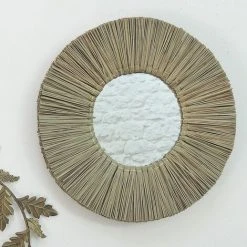 CASATERA Miroir Rond En Paille De Mendong 40 Cm - Sumba - Madera Clara