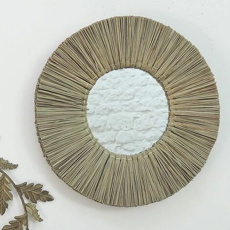 CASATERA Miroir Rond En Paille De Mendong 40 Cm - Sumba - Madera Clara 3 CASATERA Miroir Rond En Paille De Mendong 40 Cm - Sumba - Madera Clara