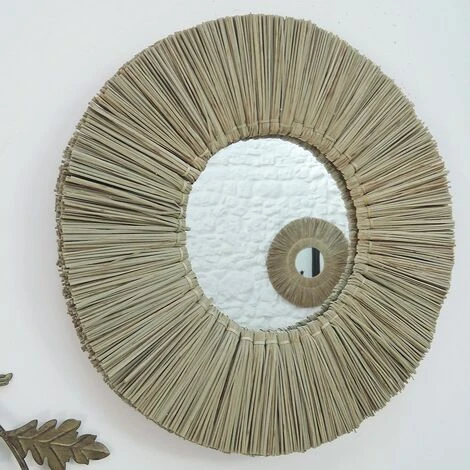CASATERA Miroir Rond En Paille De Mendong 40 Cm - Sumba - Madera Clara 4 CASATERA Miroir Rond En Paille De Mendong 40 Cm - Sumba - Madera Clara – Image 2