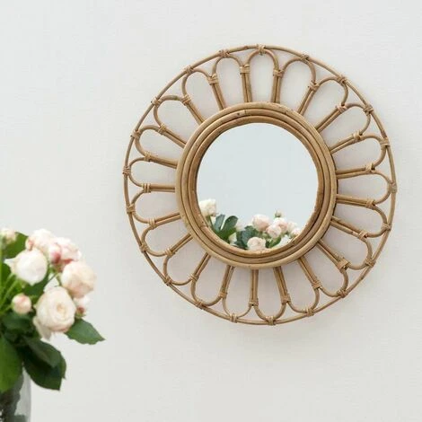 CASATERA Miroir Rond Fleur Vintage En Rotin Naturel 45 Cm - Moka - Madera Clara 3 CASATERA Miroir Rond Fleur Vintage En Rotin Naturel 45 Cm - Moka - Madera Clara
