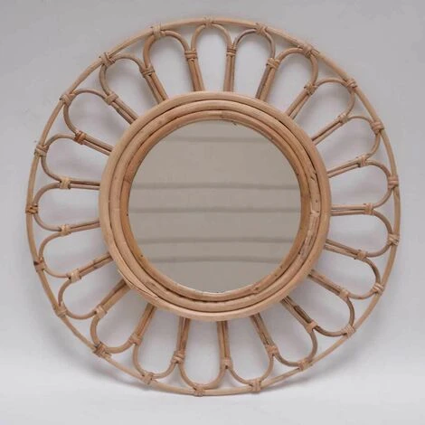 CASATERA Miroir Rond Fleur Vintage En Rotin Naturel 45 Cm - Moka - Madera Clara 6 CASATERA Miroir Rond Fleur Vintage En Rotin Naturel 45 Cm - Moka - Madera Clara – Image 4