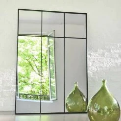 DECOCLICO FACTORY Miroir Atelier Verrière XXL En Métal Noir 105 X 150 Cm - Bricklane - Intérieur/extérieur - Negro