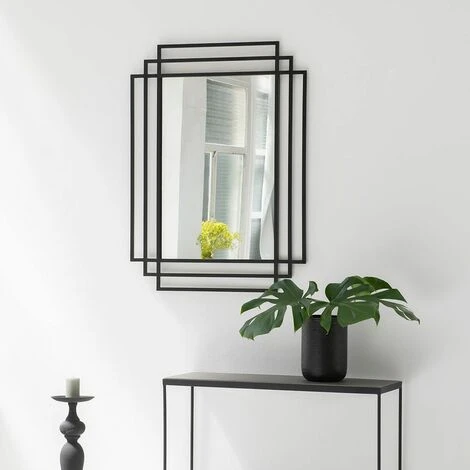 PASSAGE VERNET Miroir Art Déco Rectangulaire En Métal Noir 101 X 76 Cm - Ginger - Intérieur/extérieur - Negro 4 PASSAGE VERNET Miroir Art Déco Rectangulaire En Métal Noir 101 X 76 Cm - Ginger - Intérieur/extérieur - Negro – Image 2