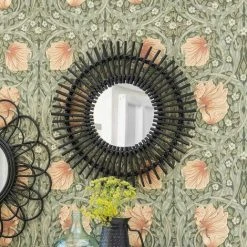 CASATERA Miroir Rond Forme Soleil En Rotin Noir 57 Cm - Moka - Negro -Miroir Soldes Boutique 67620526 4