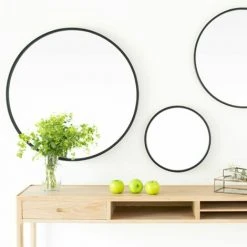 ARNE LYKKE Miroir Rond En Métal Noir 80 Cm - Soho - Negro