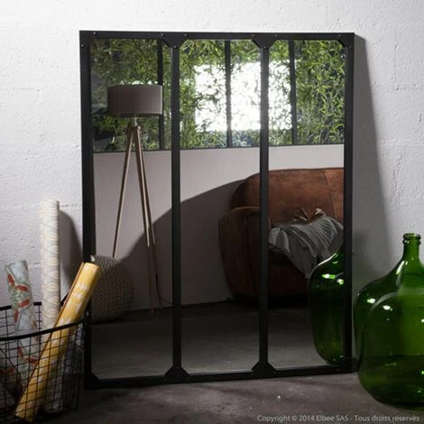 DECOCLICO FACTORY Miroir Atelier XL Rectangulaire En Métal Noir 95 X 120 Cm - Bricklane - Intérieur/extérieur - Negro 3 DECOCLICO FACTORY Miroir Atelier XL Rectangulaire En Métal Noir 95 X 120 Cm - Bricklane - Intérieur/extérieur - Negro