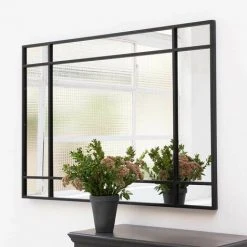 PASSAGE VERNET Miroir Art Déco En Métal Noir 130 X 90 Cm - Wallis - Intérieur/extérieur - Negro