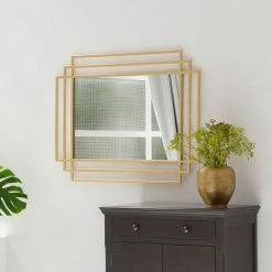 PASSAGE VERNET Miroir Art Déco Rectangulaire En Métal Doré 101 X 76 Cm - Ginger - Intérieur/extérieur - Dorado -Miroir Soldes Boutique 67620655 2