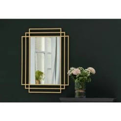 PASSAGE VERNET Miroir Art Déco Rectangulaire En Métal Doré 101 X 76 Cm - Ginger - Intérieur/extérieur - Dorado -Miroir Soldes Boutique 67620655 4