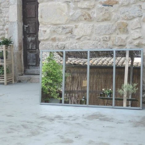 DECOCLICO FACTORY Miroir Verrière Atelier Rectangulaire Métal Finition Zinc 140 X 75 Cm - Barney - Intérieur/extérieur - Plateado 7 DECOCLICO FACTORY Miroir Verrière Atelier Rectangulaire Métal Finition Zinc 140 X 75 Cm - Barney - Intérieur/extérieur - Plateado – Image 5