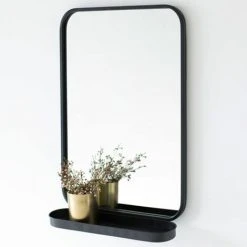 DECOCLICO FACTORY Miroir En Métal Noir Avec étagère 50,5 X 77,5 Cm - Bricklane - Negro