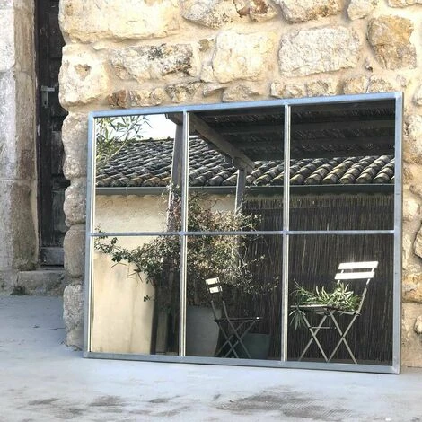 DECOCLICO FACTORY Miroir Verrière Rectangulaire En Métal Finition Zinc 110 X 85 Cm - Bréhat - Intérieur/extérieur - Plateado 5 DECOCLICO FACTORY Miroir Verrière Rectangulaire En Métal Finition Zinc 110 X 85 Cm - Bréhat - Intérieur/extérieur - Plateado – Image 3