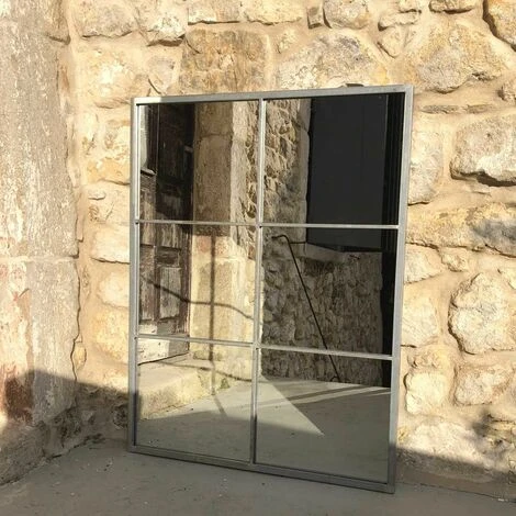 DECOCLICO FACTORY Miroir Verrière Rectangulaire En Métal Finition Zinc 110 X 85 Cm - Bréhat - Intérieur/extérieur - Plateado 6 DECOCLICO FACTORY Miroir Verrière Rectangulaire En Métal Finition Zinc 110 X 85 Cm - Bréhat - Intérieur/extérieur - Plateado – Image 4
