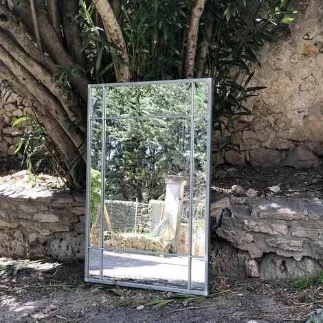 PASSAGE VERNET Miroir Art Déco En Métal Finition Zinc - 130 X 90 Cm - Wallis - Intérieur/extérieur - Plateado 5 PASSAGE VERNET Miroir Art Déco En Métal Finition Zinc - 130 X 90 Cm - Wallis - Intérieur/extérieur - Plateado – Image 3