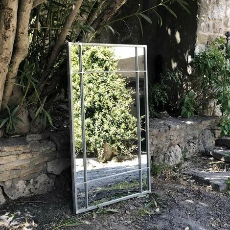 PASSAGE VERNET Miroir Art Déco En Métal Finition Zinc - 130 X 90 Cm - Wallis - Intérieur/extérieur - Plateado 6 PASSAGE VERNET Miroir Art Déco En Métal Finition Zinc - 130 X 90 Cm - Wallis - Intérieur/extérieur - Plateado – Image 4