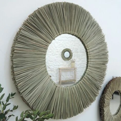 CASATERA Miroir Rond En Paille De Mendong 60 Cm - Sumba - Madera Clara 4 CASATERA Miroir Rond En Paille De Mendong 60 Cm - Sumba - Madera Clara – Image 2
