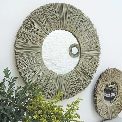 CASATERA Miroir Rond En Paille De Mendong 60 Cm - Sumba - Madera Clara 5 CASATERA Miroir Rond En Paille De Mendong 60 Cm - Sumba - Madera Clara – Image 3