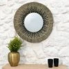 CASATERA Miroir Rond En Paille De Mendong Naturel Et Noir 60 Cm - Sorong - Madera Clara -Miroir Soldes Boutique 67620785 1