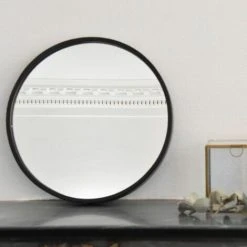 ARNE LYKKE Miroir Rond En Métal Noir 40 Cm - Soho - Negro