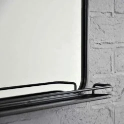 DECOCLICO FACTORY Miroir Rectangulaire En Métal Noir Avec étagère 60 X 35 Cm - Bricklane - Intérieur/extérieur - Negro -Miroir Soldes Boutique 67620812 4