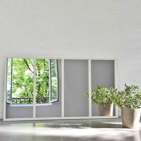 DECOCLICO FACTORY Miroir Verrière Atelier Rectangulaire En Métal Blanc 140 X 75 Cm - Barney - Intérieur/extérieur - Blanco 3 DECOCLICO FACTORY Miroir Verrière Atelier Rectangulaire En Métal Blanc 140 X 75 Cm - Barney - Intérieur/extérieur - Blanco