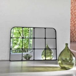 DECOCLICO FACTORY Miroir Fenêtre En Métal Noir 130 X 90 Cm - Saïgon - Intérieur/extérieur - Negro