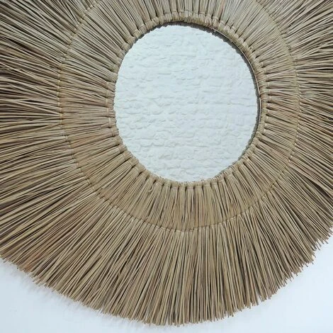 CASATERA Miroir Rond XL En Paille De Mendong 90 Cm - Sumba - Madera Clara 4 CASATERA Miroir Rond XL En Paille De Mendong 90 Cm - Sumba - Madera Clara – Image 2
