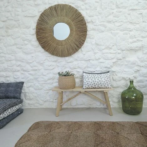 CASATERA Miroir Rond XL En Paille De Mendong 90 Cm - Sumba - Madera Clara 7 CASATERA Miroir Rond XL En Paille De Mendong 90 Cm - Sumba - Madera Clara – Image 5