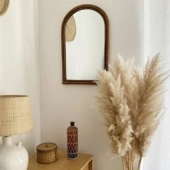 CASATERA Miroir Arche En Rotin 58 X 40 Cm - Marcel - Madera Clara -Miroir Soldes Boutique 67620862 4