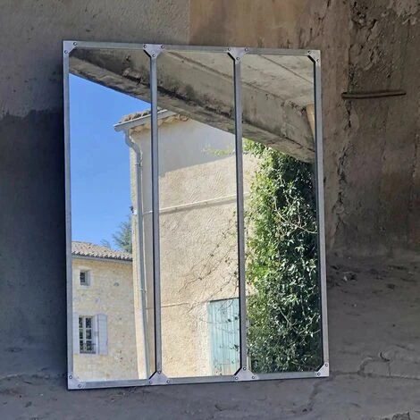 DECOCLICO FACTORY Miroir Verrière Atelier XL Rectangulaire En Métal Finition Zinc 95 X 120 - Bricklane - Intérieur/extérieur - Plateado 5 DECOCLICO FACTORY Miroir Verrière Atelier XL Rectangulaire En Métal Finition Zinc 95 X 120 - Bricklane - Intérieur/extérieur - Plateado – Image 3