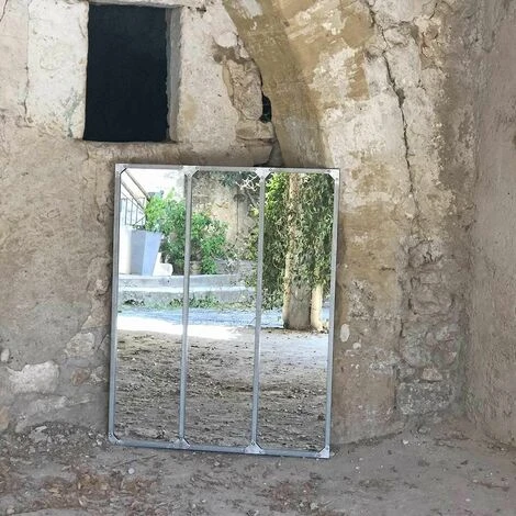 DECOCLICO FACTORY Miroir Verrière Atelier XL Rectangulaire En Métal Finition Zinc 95 X 120 - Bricklane - Intérieur/extérieur - Plateado 6 DECOCLICO FACTORY Miroir Verrière Atelier XL Rectangulaire En Métal Finition Zinc 95 X 120 - Bricklane - Intérieur/extérieur - Plateado – Image 4