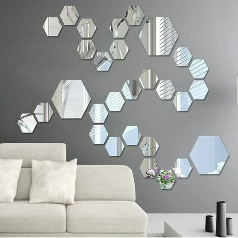 Miroir Hexagonal Pour Porte D'Armoire Géométriques Hexagone Muraux Miroirs Bricolage Décoratif 3D Hexagone Acrylique Miroir Pour La Maison Salon Canapé Tv Réglage Décoration Murale Argent,Tanètue 6 Miroir Hexagonal Pour Porte D'Armoire Géométriques Hexagone Muraux Miroirs Bricolage Décoratif 3D Hexagone Acrylique Miroir Pour La Maison Salon Canapé Tv Réglage Décoration Murale Argent,Tanètue – Image 4