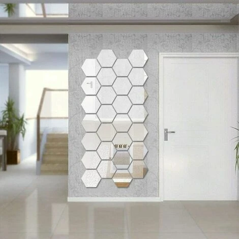 Miroir Hexagonal Pour Porte D'Armoire Géométriques Hexagone Muraux Miroirs Bricolage Décoratif 3D Hexagone Acrylique Miroir Pour La Maison Salon Canapé Tv Réglage Décoration Murale Argent,Tanètue 7 Miroir Hexagonal Pour Porte D'Armoire Géométriques Hexagone Muraux Miroirs Bricolage Décoratif 3D Hexagone Acrylique Miroir Pour La Maison Salon Canapé Tv Réglage Décoration Murale Argent,Tanètue – Image 5