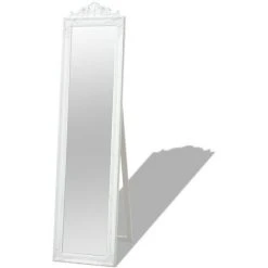 MAISONCHIC Miroir Sur Pied Style Baroque Miroir Déco / Miroir Salon 160 X 40 Cm Blanc