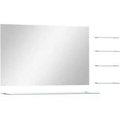 MAISONCHIC Miroir Mural Avec 5 étagères Miroir Déco / Miroir Salon Argenté 100 X 60 Cm
