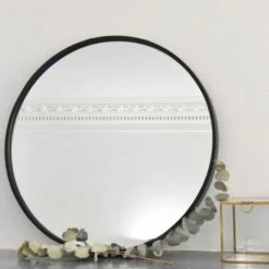ARNE LYKKE Miroir Rond En Métal Noir 60 Cm - Soho - Negro